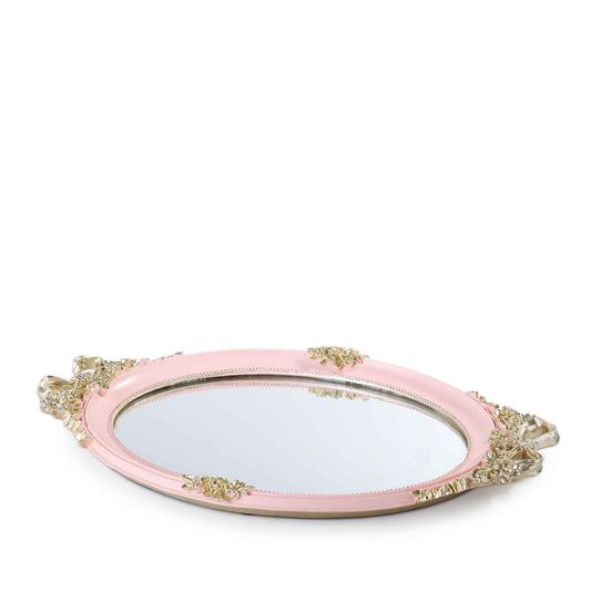 Royal Flower Mirror Tray (Pink)