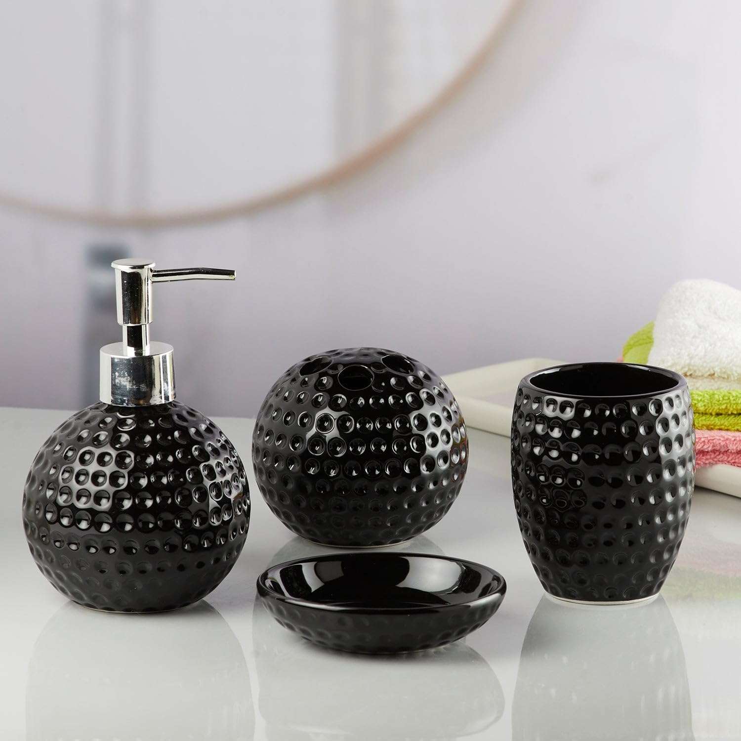 Embossed Dotted Design Bathroom Set