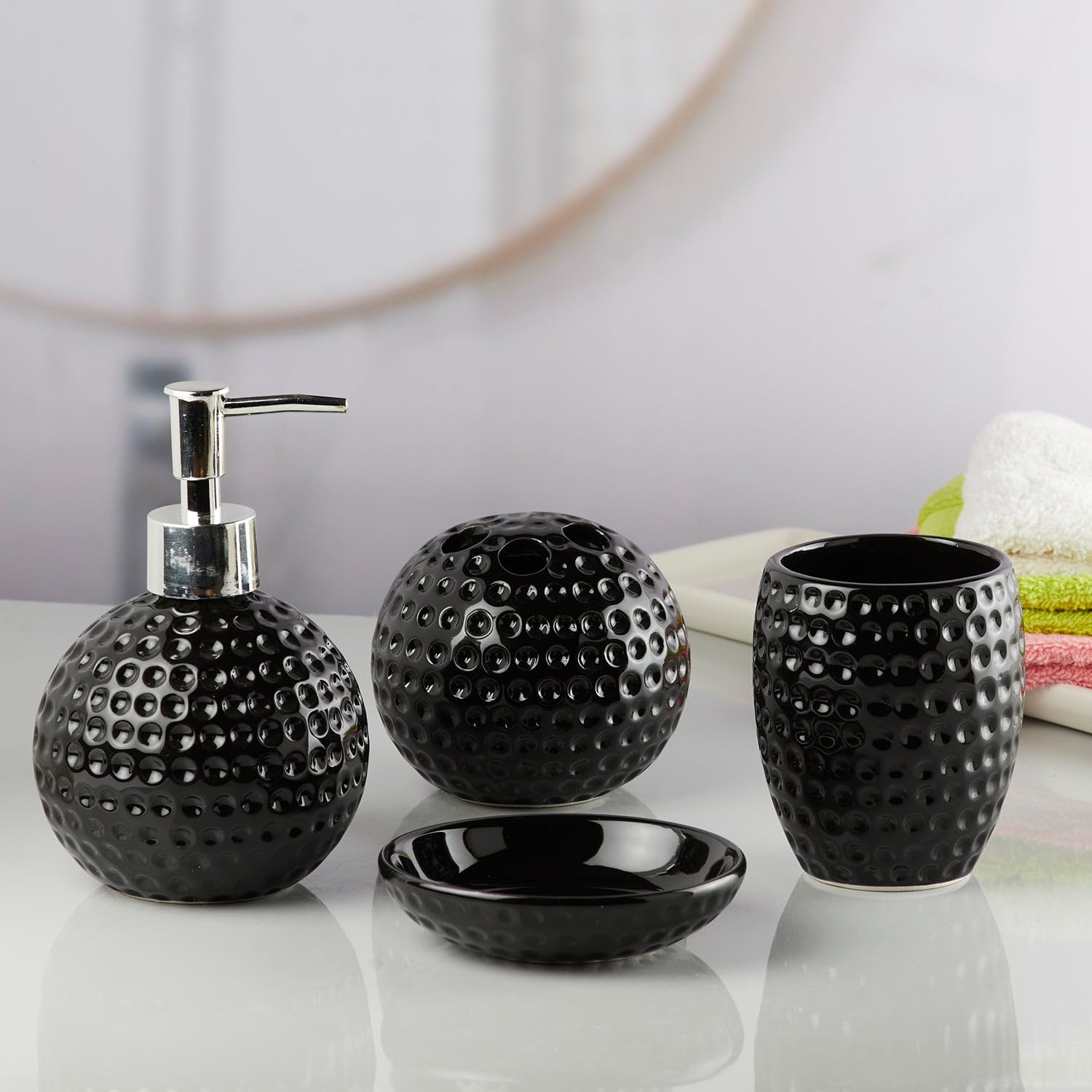 Embossed Dotted Design Bathroom Set