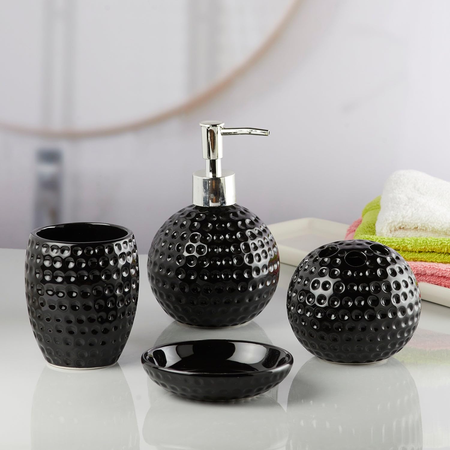 Embossed Dotted Design Bathroom Set