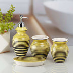 Yellow & Black Striped Bathroom Set