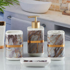 Marble Design Golden Starp Bathroom Set