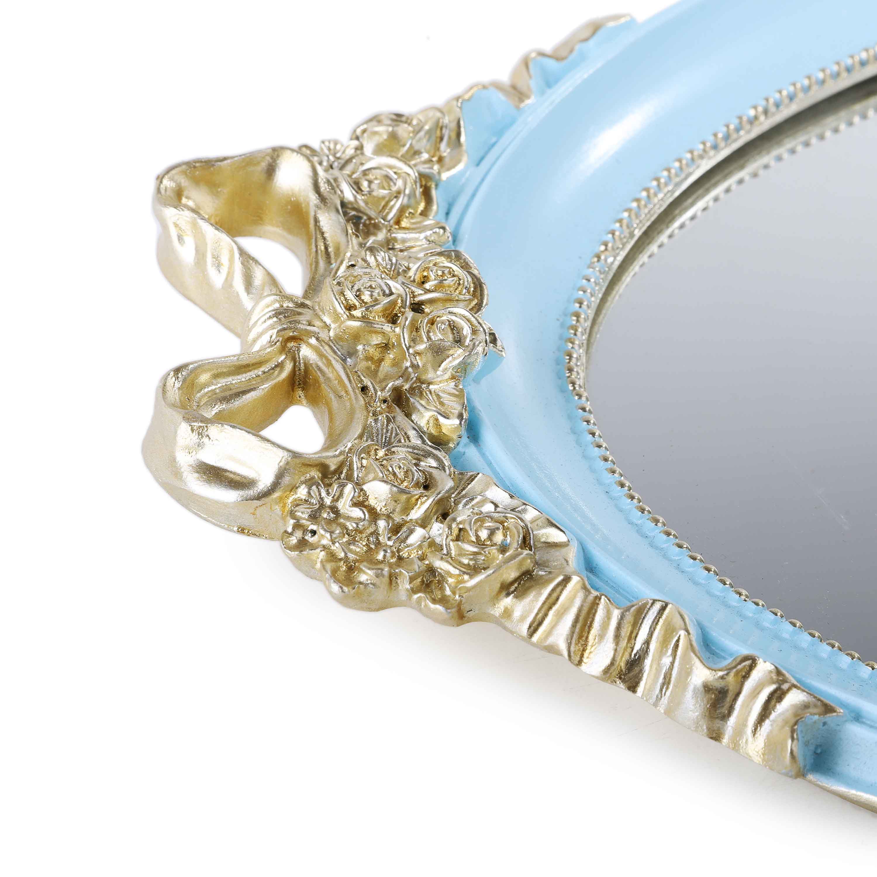 Royal Flower Mirror Tray (Blue)
