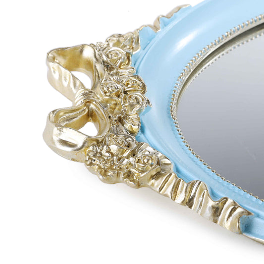 Royal Flower Mirror Tray (Blue)