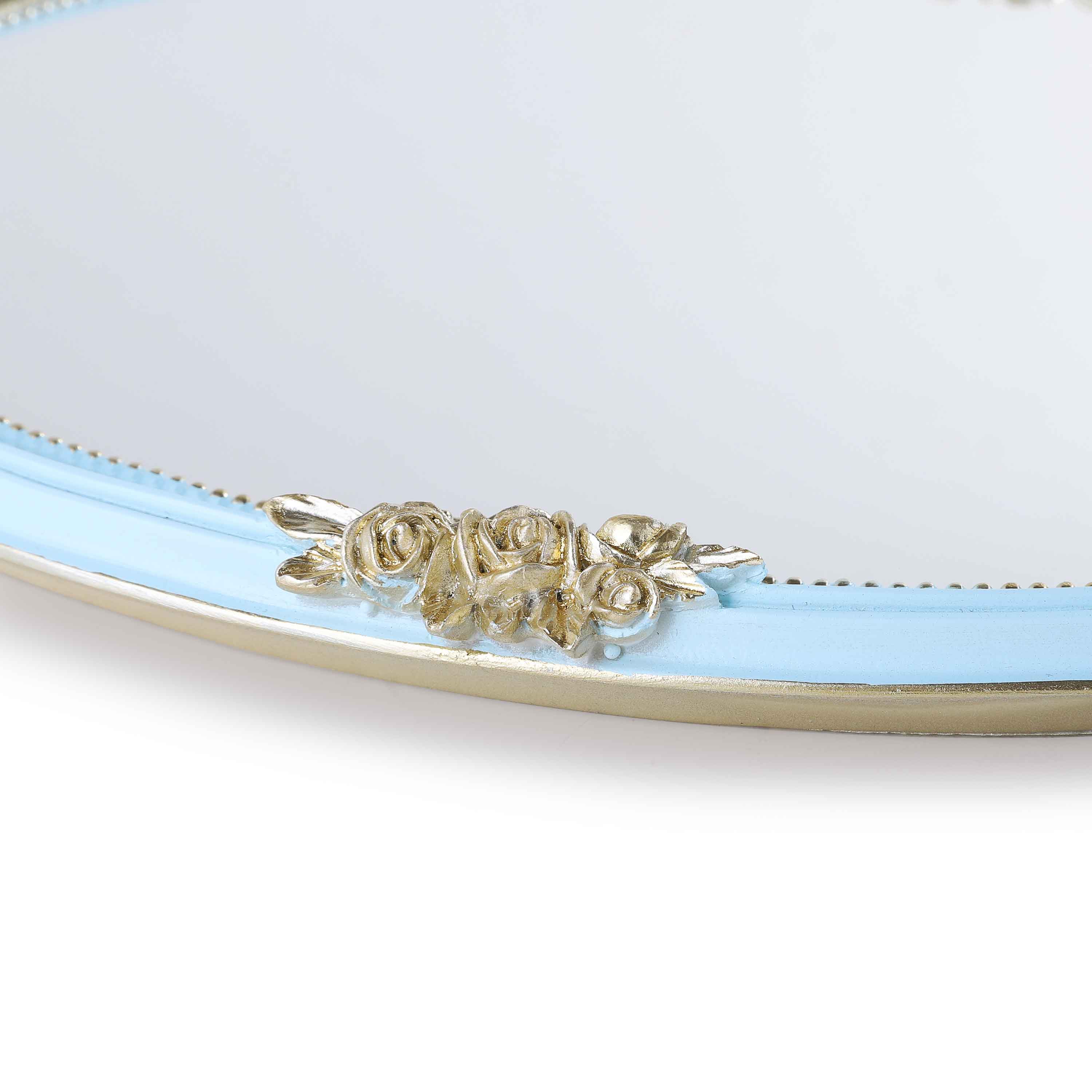 Royal Flower Mirror Tray (Blue)