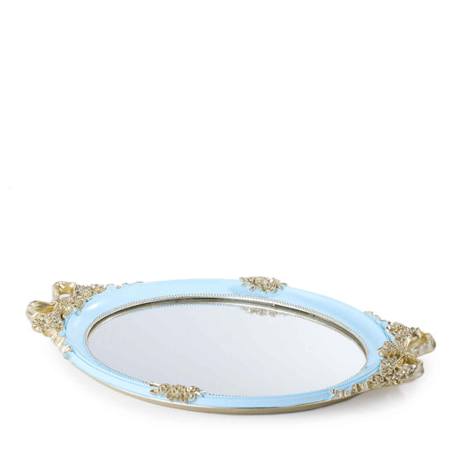 Royal Flower Mirror Tray (Blue)