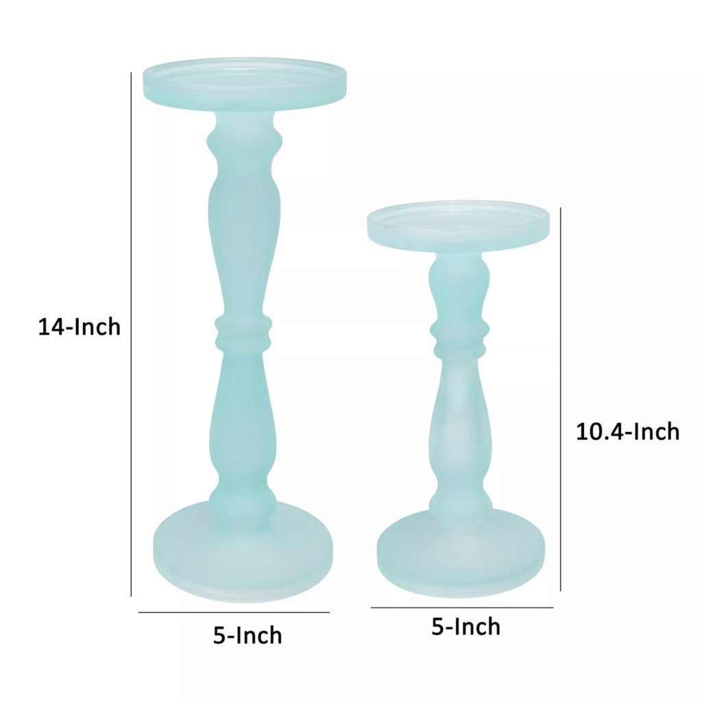 Frosted Glass Candlestick (Set Of 2)