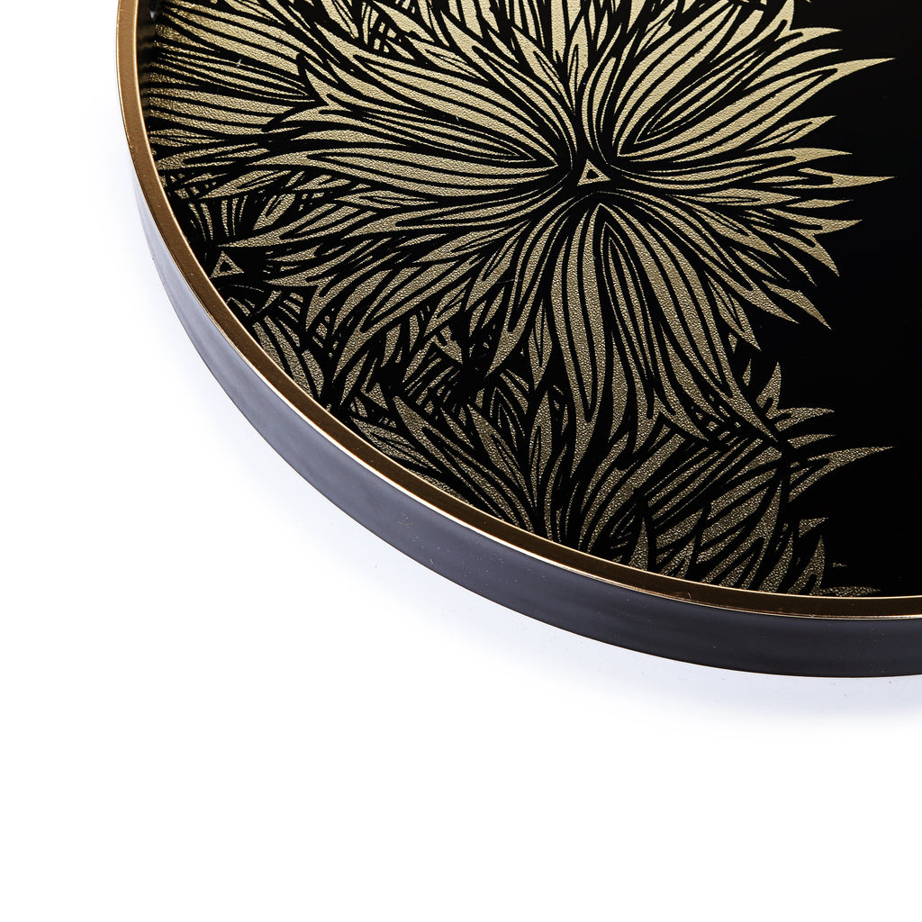 Black & Gold Flower Tray Set