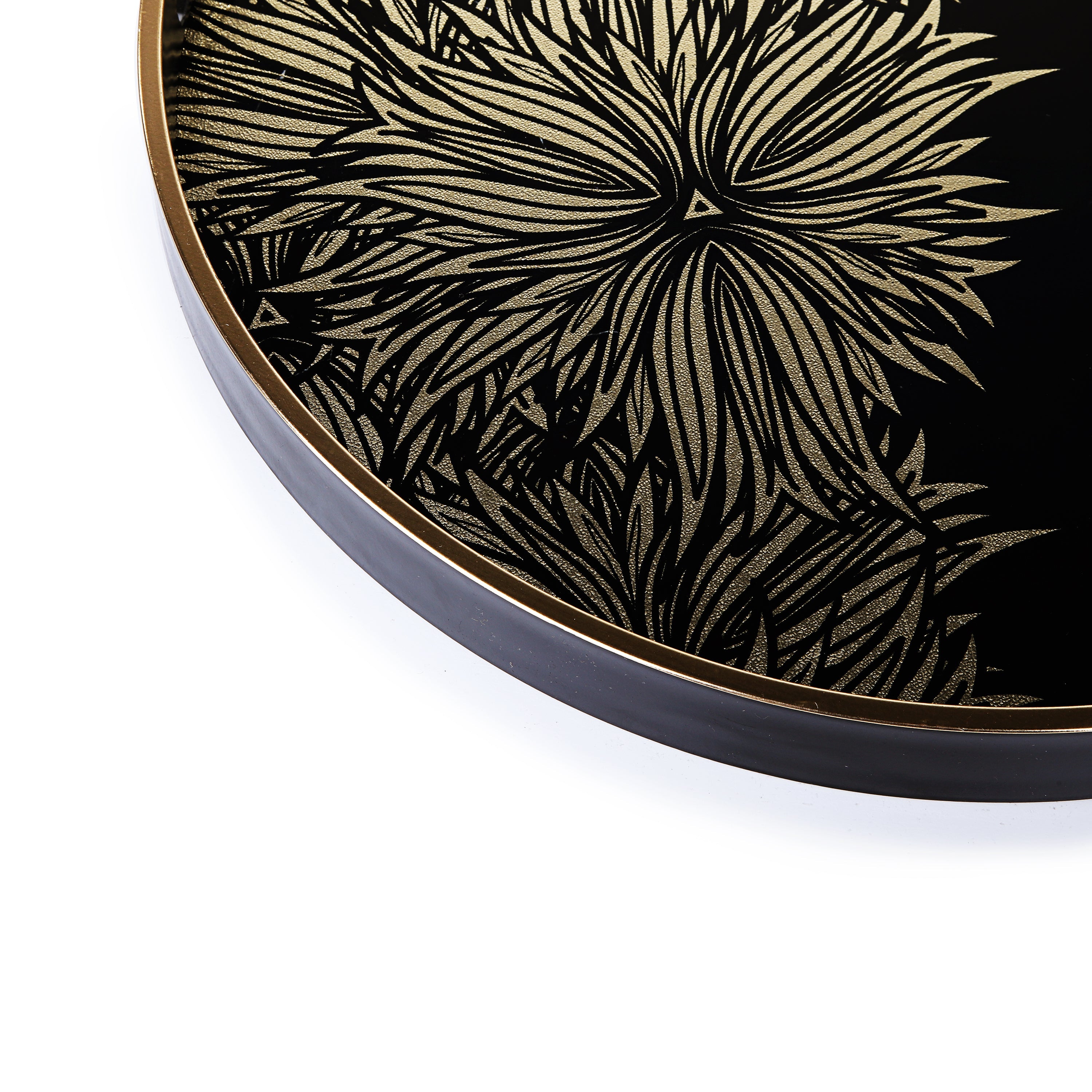 Black & Gold Flower Tray Set