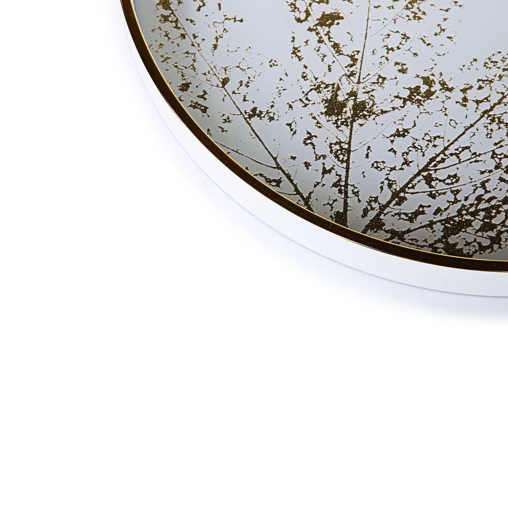 White & Gold Leafs Tray Set