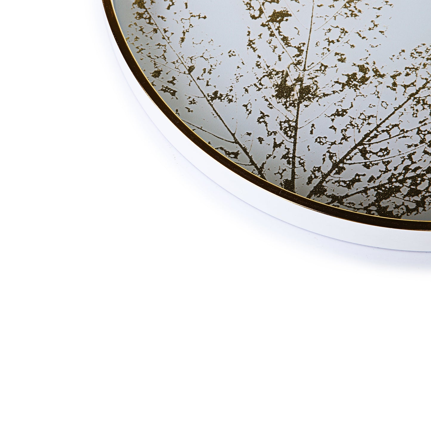 White & Gold Leafs Tray Set