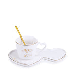 White Heart Mug With Ceramic Coaster & Spoon