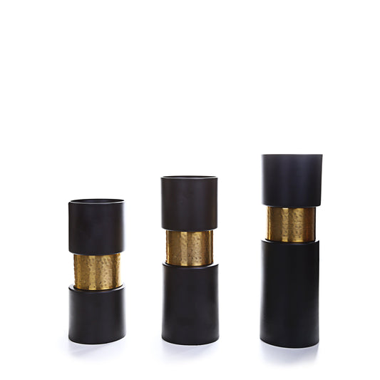 Matt Black Hurricane Candle Holders