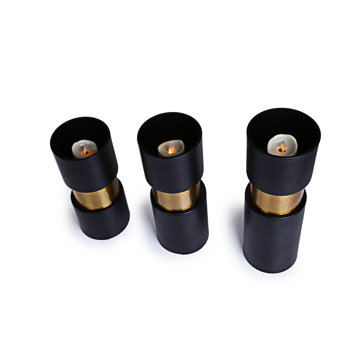 Matt Black Hurricane Candle Holders