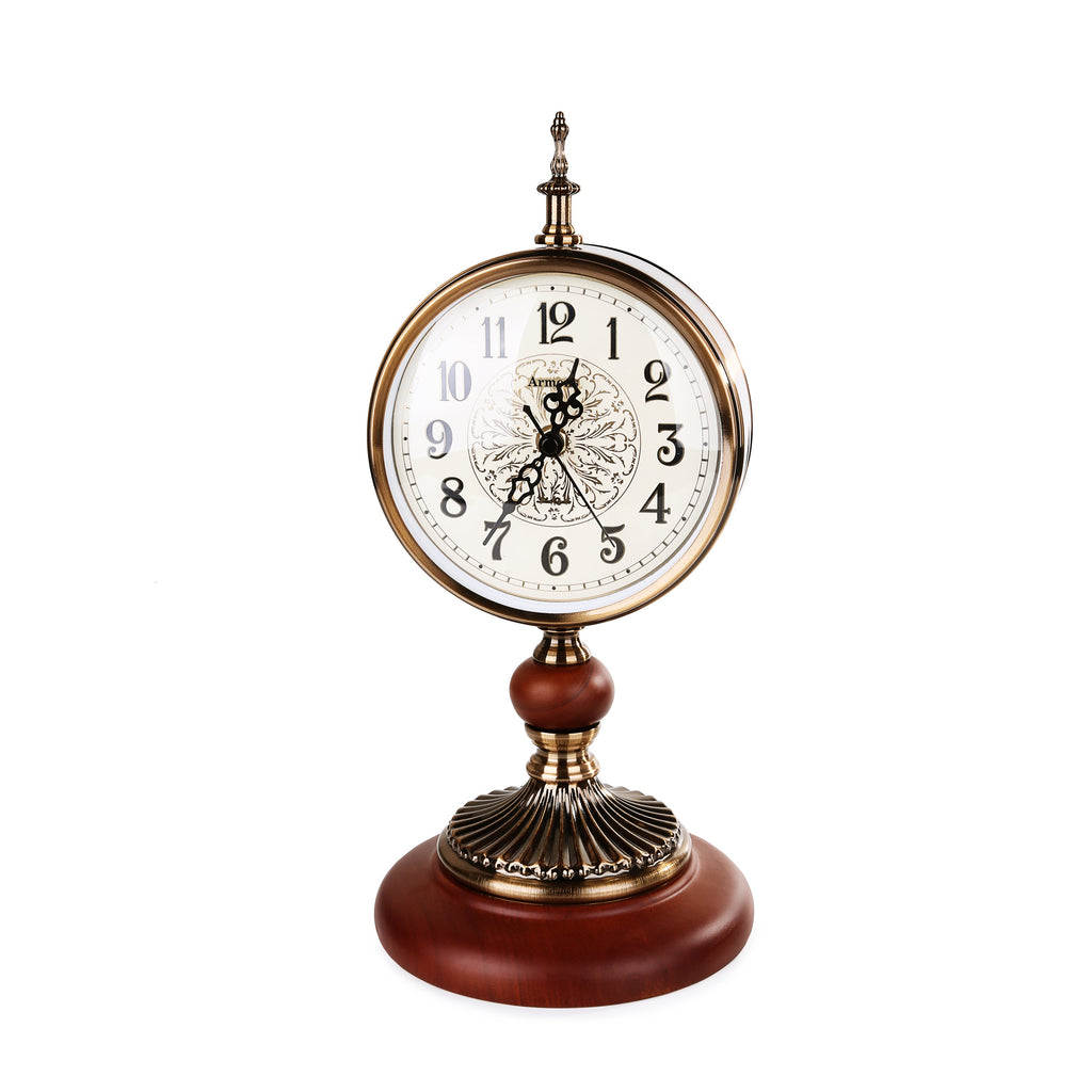 Royal Brass & Wood Table Clock