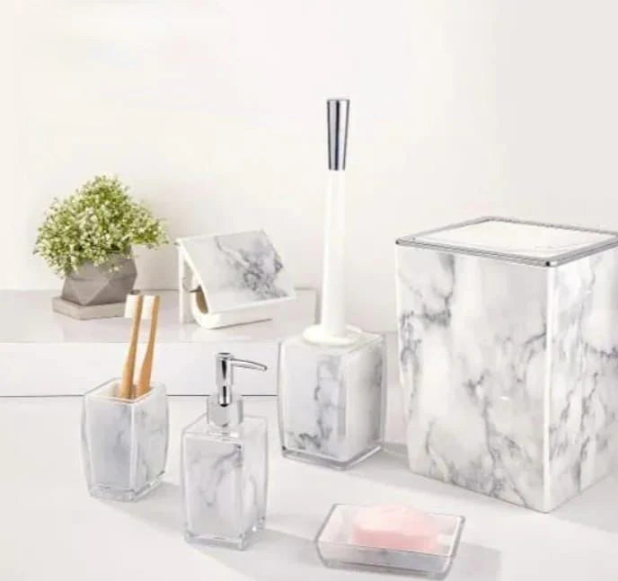 Modern Premium Square Marble Bath Accessory (White)