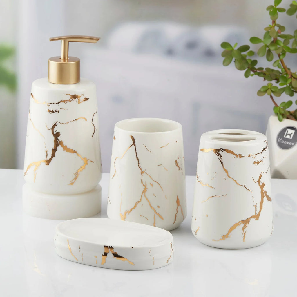 Gold Abstract Design Bathroom Set