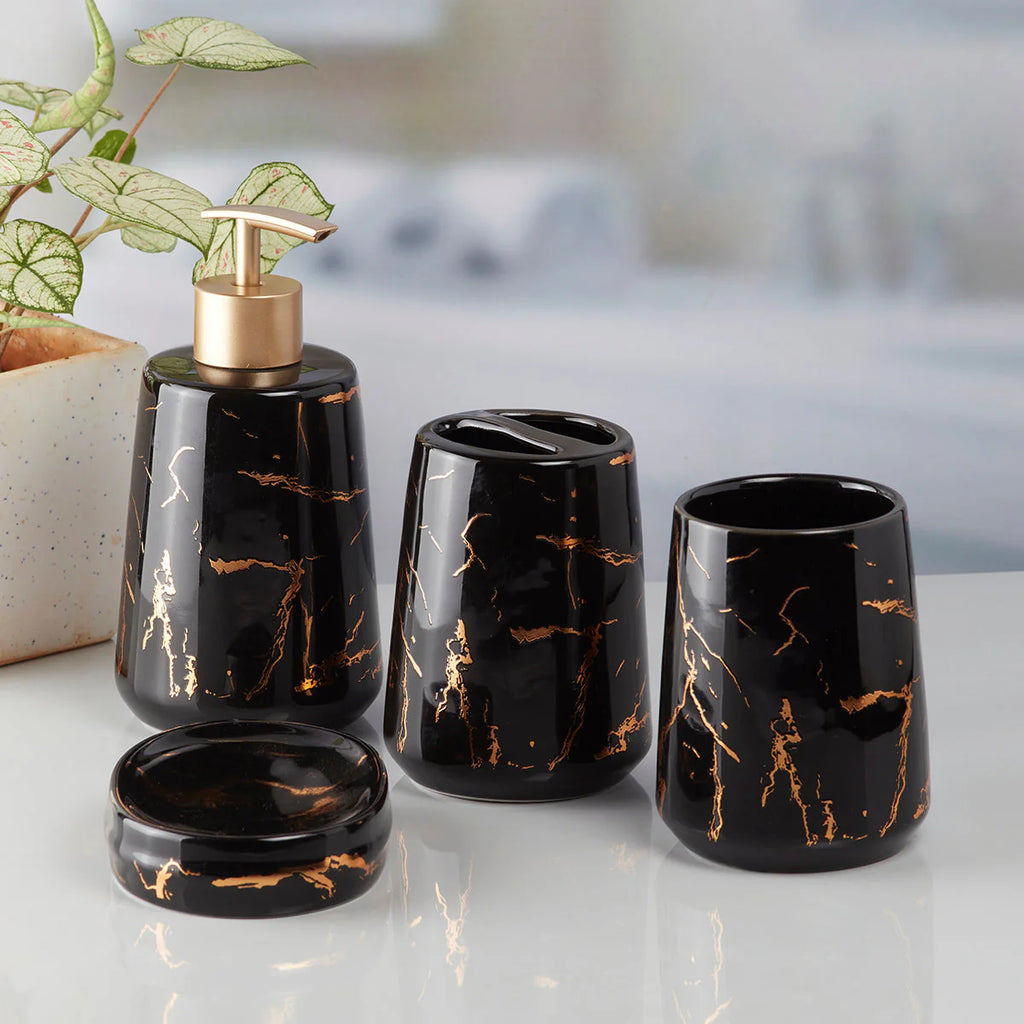 Gold Abstract Design Bathroom Set