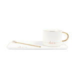 Her Coffee Mug With Tray & Golden Spoon