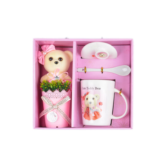 Ceramic Mug with Lid and teddy Bear Box