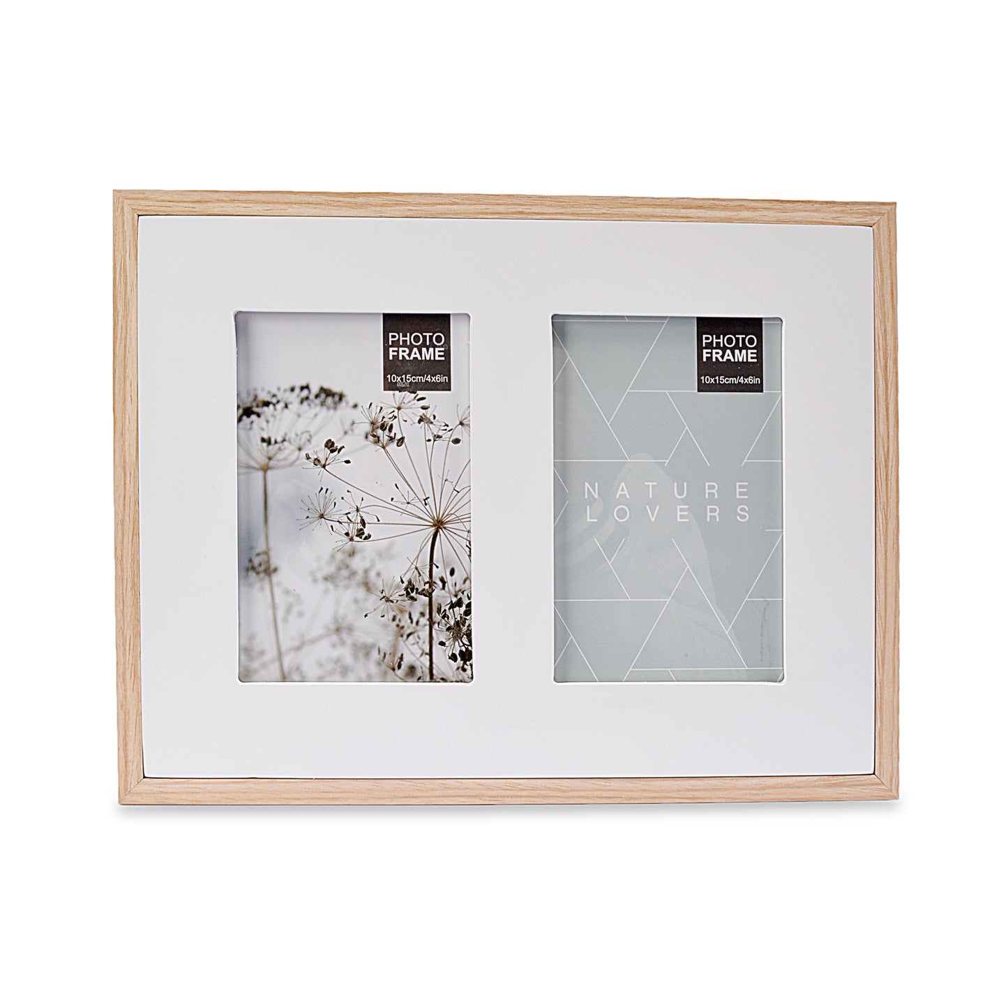 White Double Design Wooden Wall Hanging Photo Frame