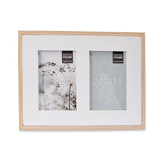 White Double Design Wooden Wall Hanging Photo Frame