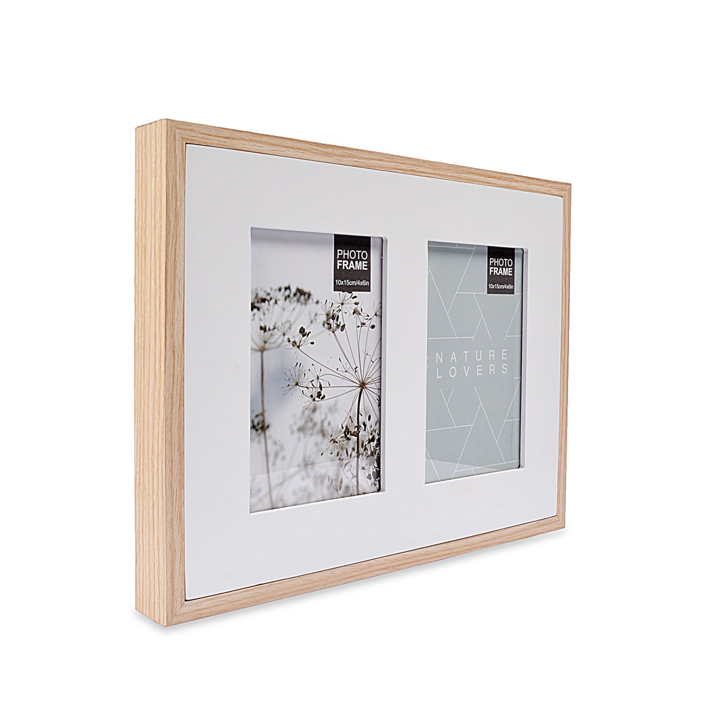 White Double Design Wooden Wall Hanging Photo Frame