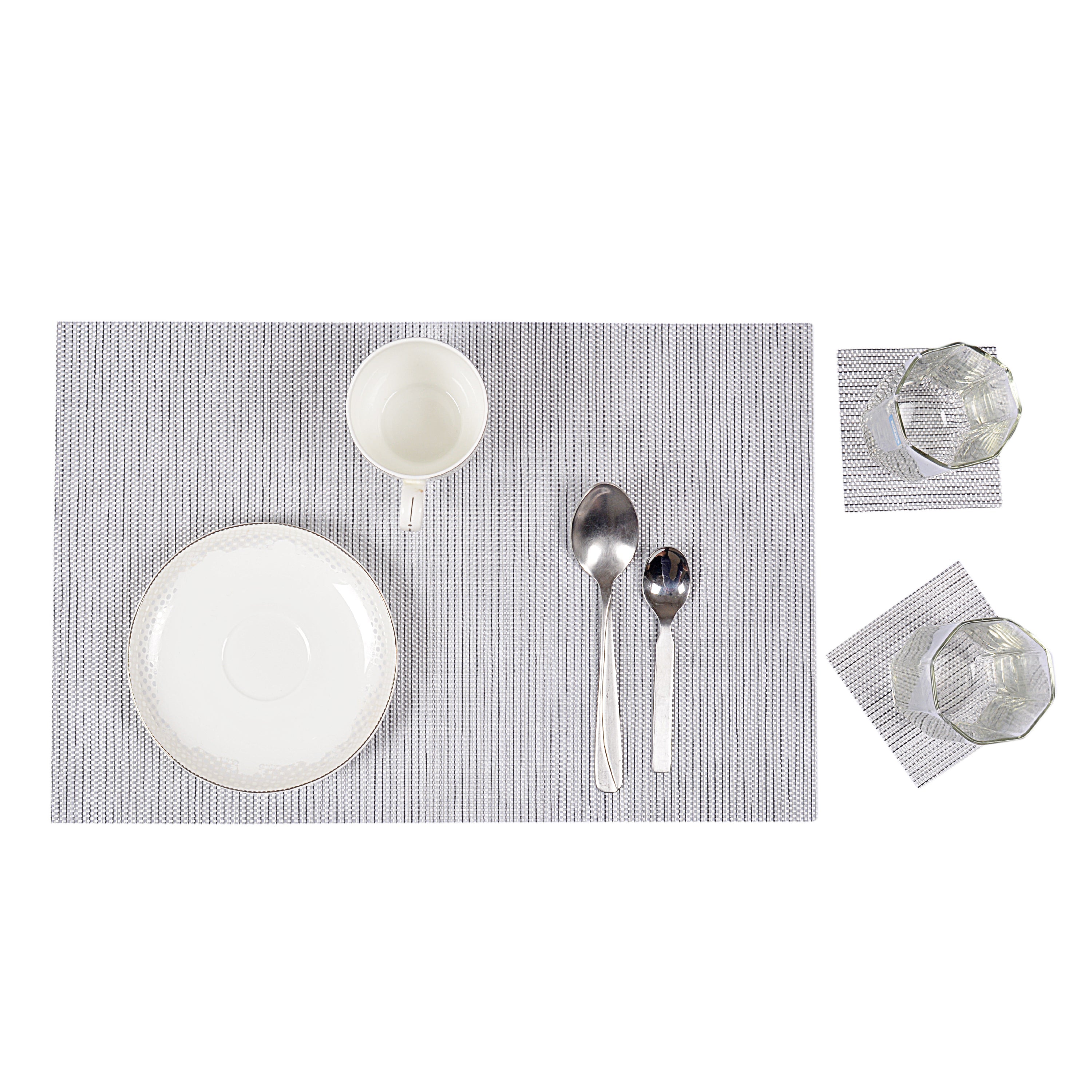 Braided Textured Plastic Place-mat With Costars (Set of 2)