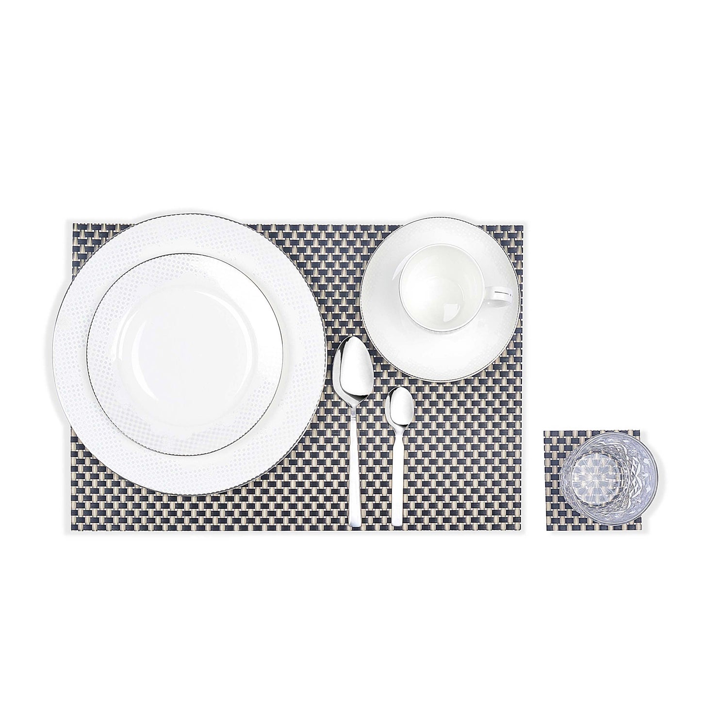 Braided Textured Plastic Place-mat with Costar  (Set of 2)