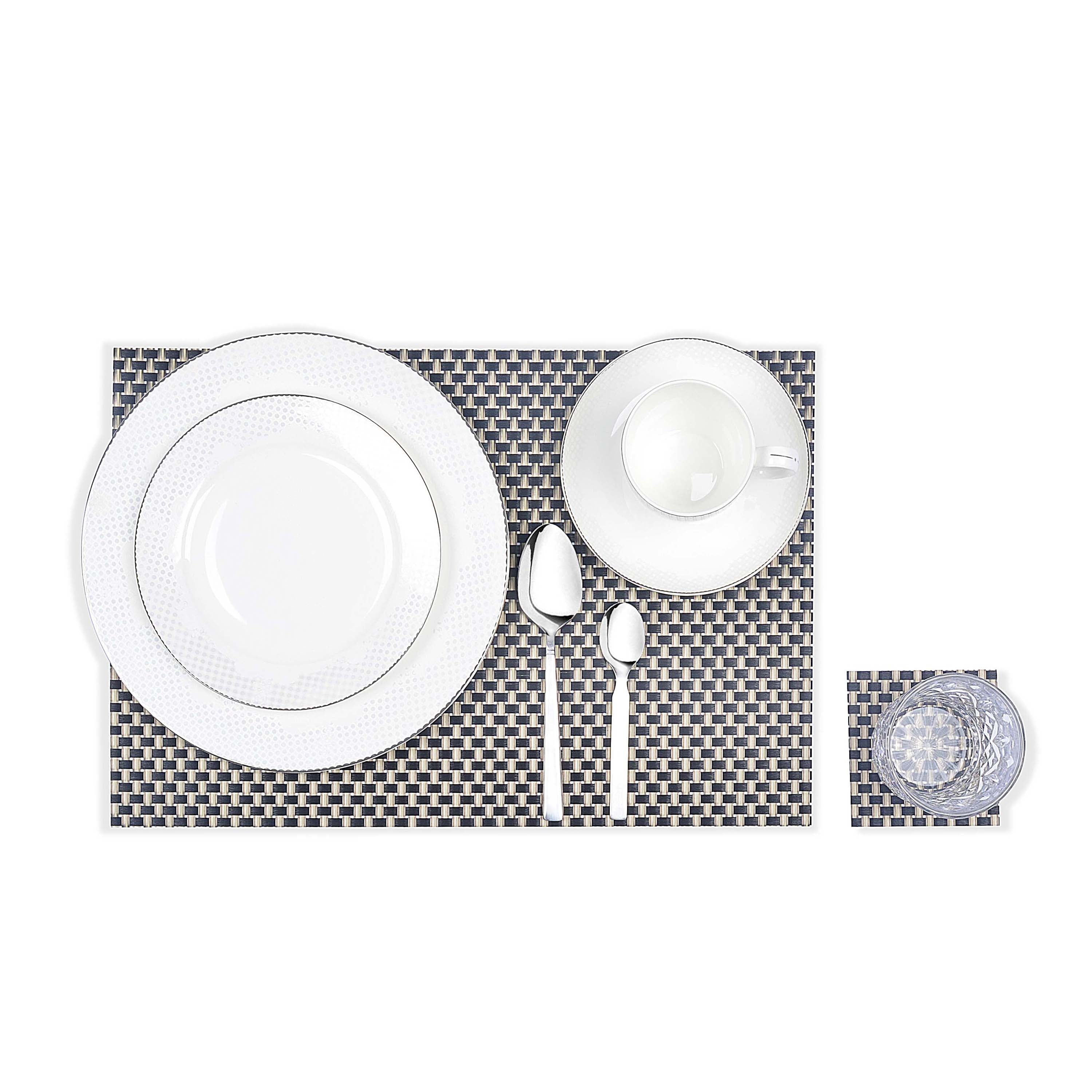 Braided Textured Plastic Place-mat with Costar  (Set of 2)