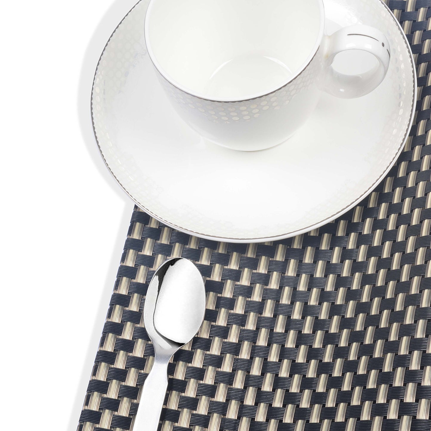 Braided Textured Plastic Place-mat with Costar  (Set of 2)