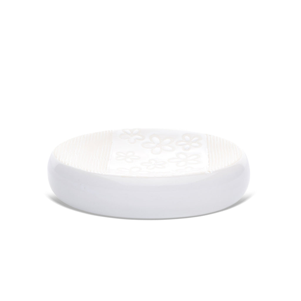 Floral Design Bathroom Set (White)