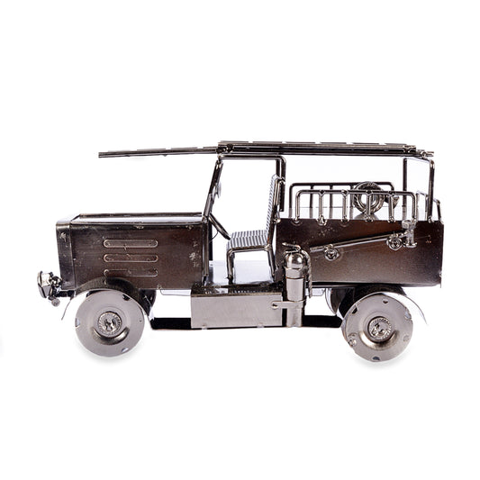 Metal Nut Bolt Decorative Army Jeep (Silver)