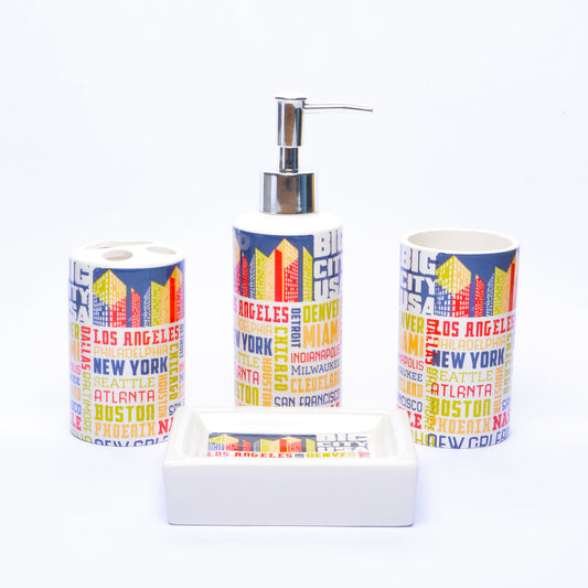Abstract Typography Bathroom Set