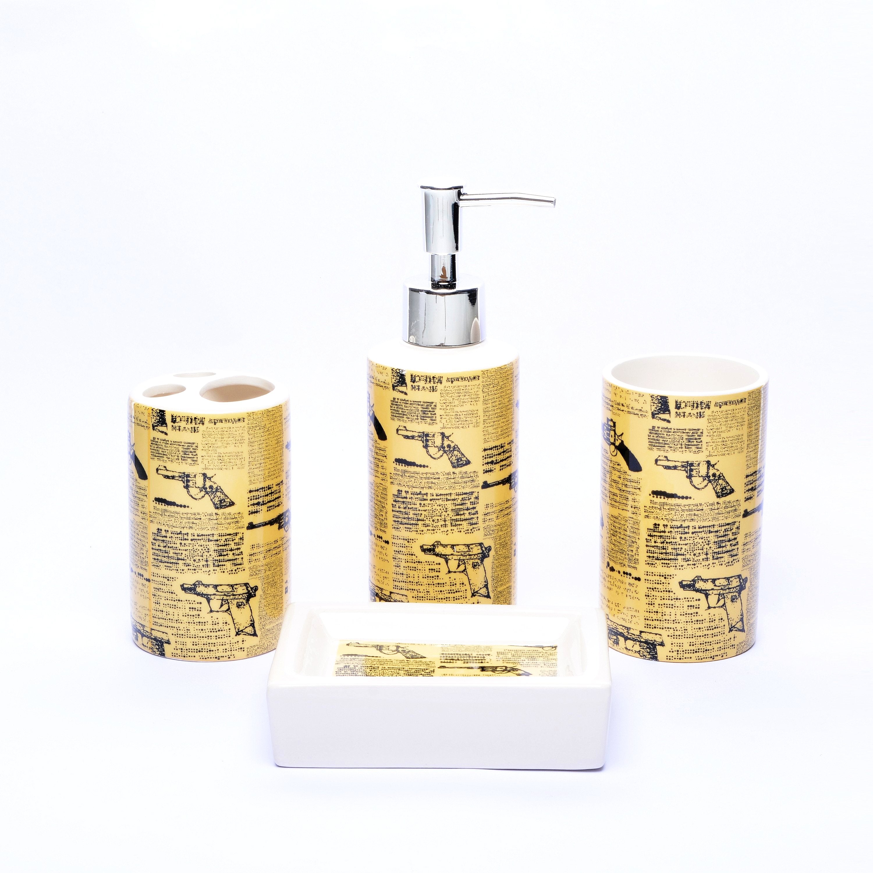 Abstract Typography Bathroom Set