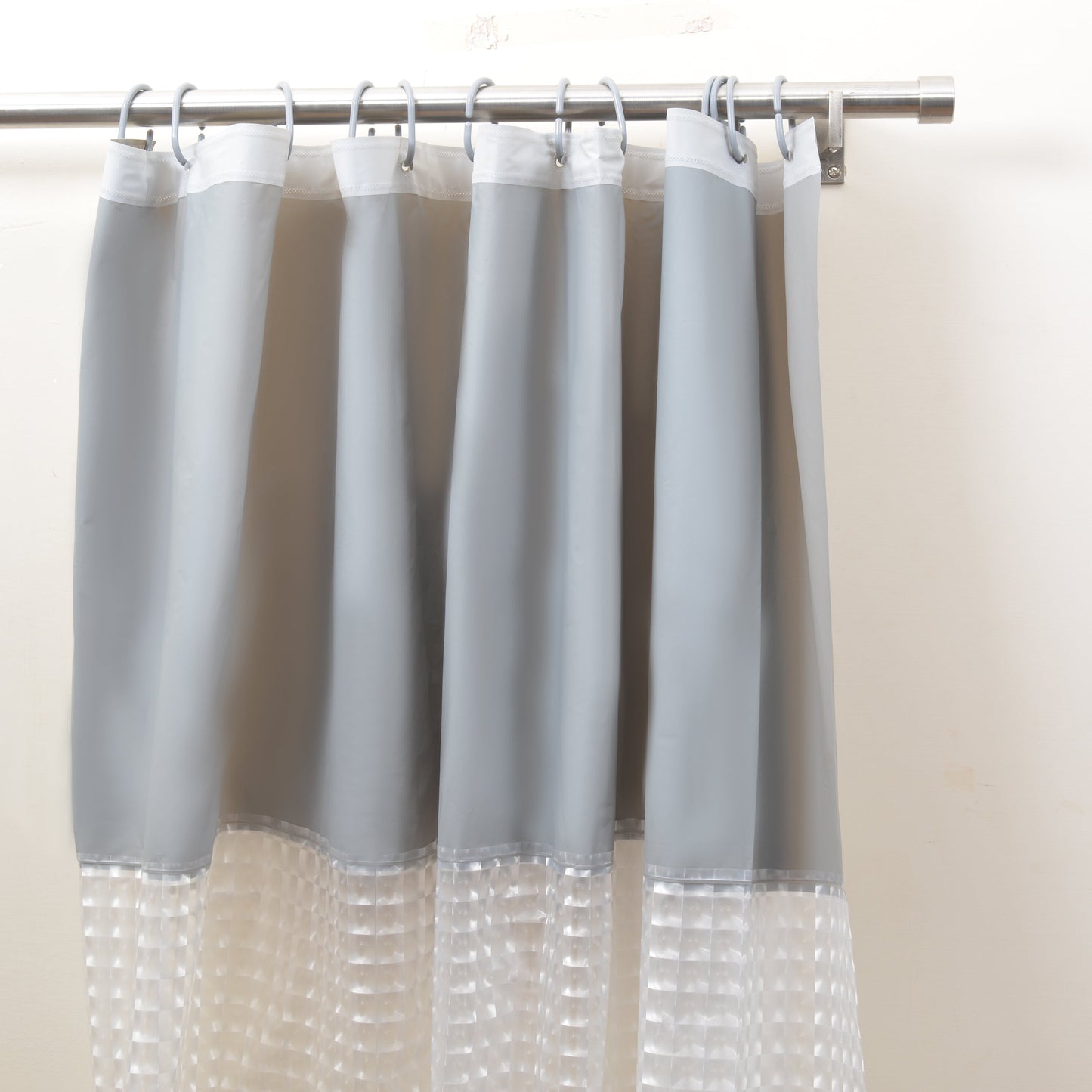 Pebble Matelassé Grey Shower Curtain With Rings