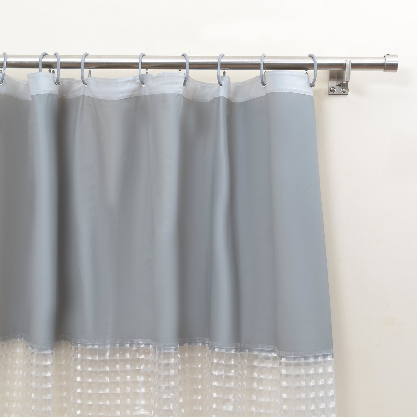 Pebble Matelassé Grey Shower Curtain With Rings