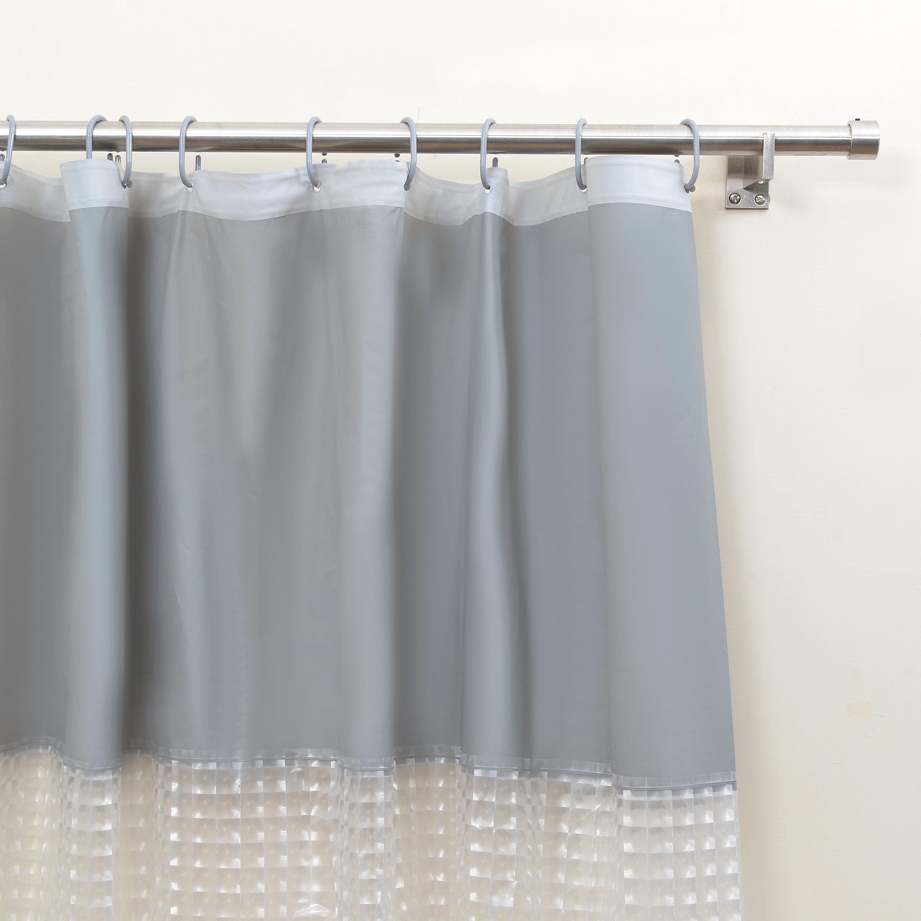 Pebble Matelassé Grey Shower Curtain With Rings