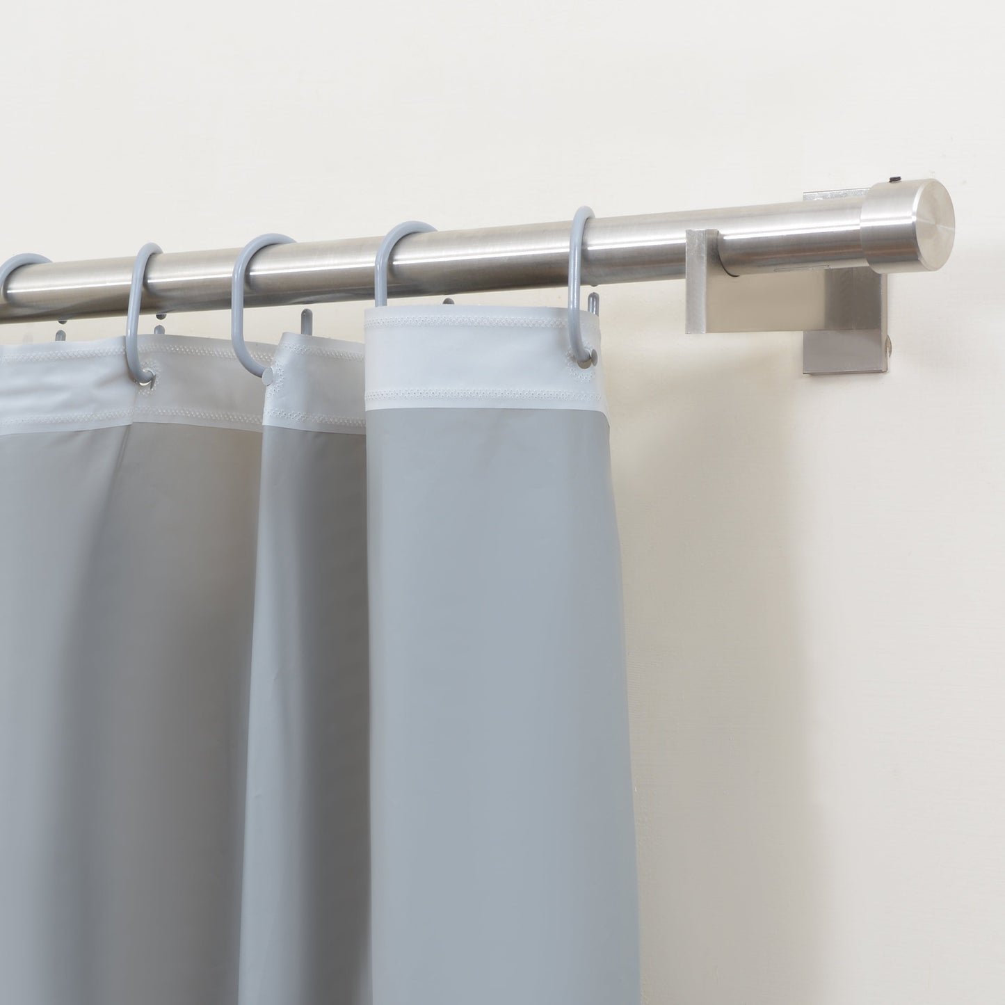 Pebble Matelassé Grey Shower Curtain With Rings