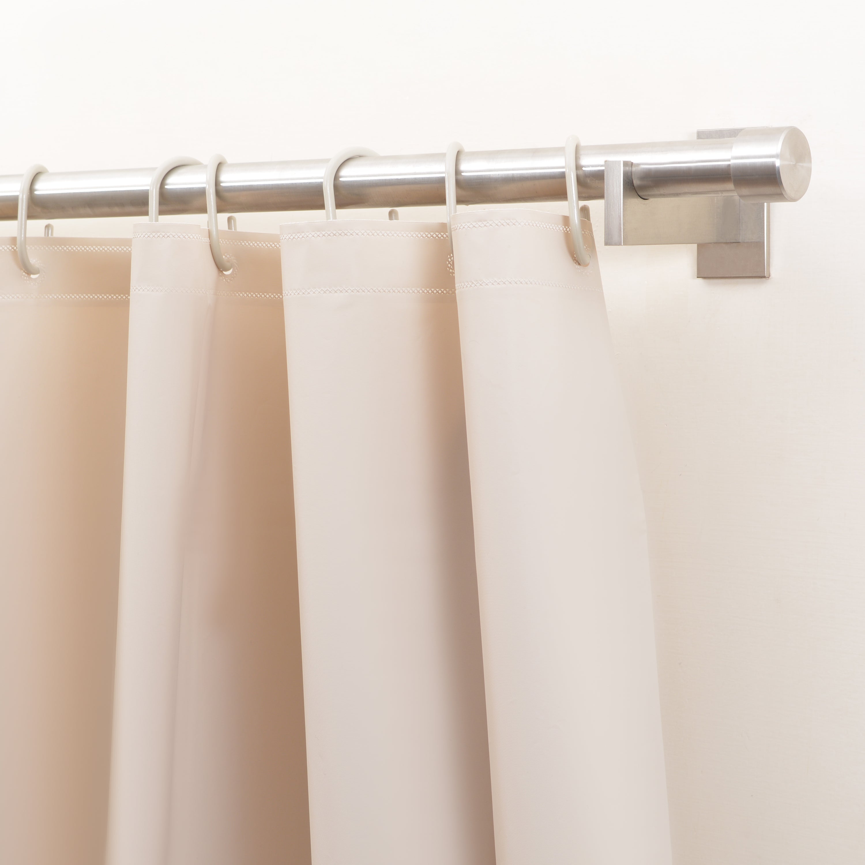 Pebble Matelassé Beige Shower Curtain With Rings