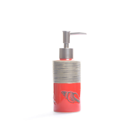 Red Embossed Lines Bathroom Set