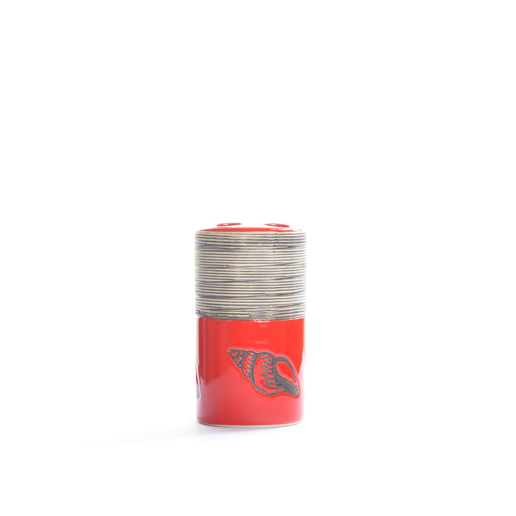 Red Embossed Lines Bathroom Set