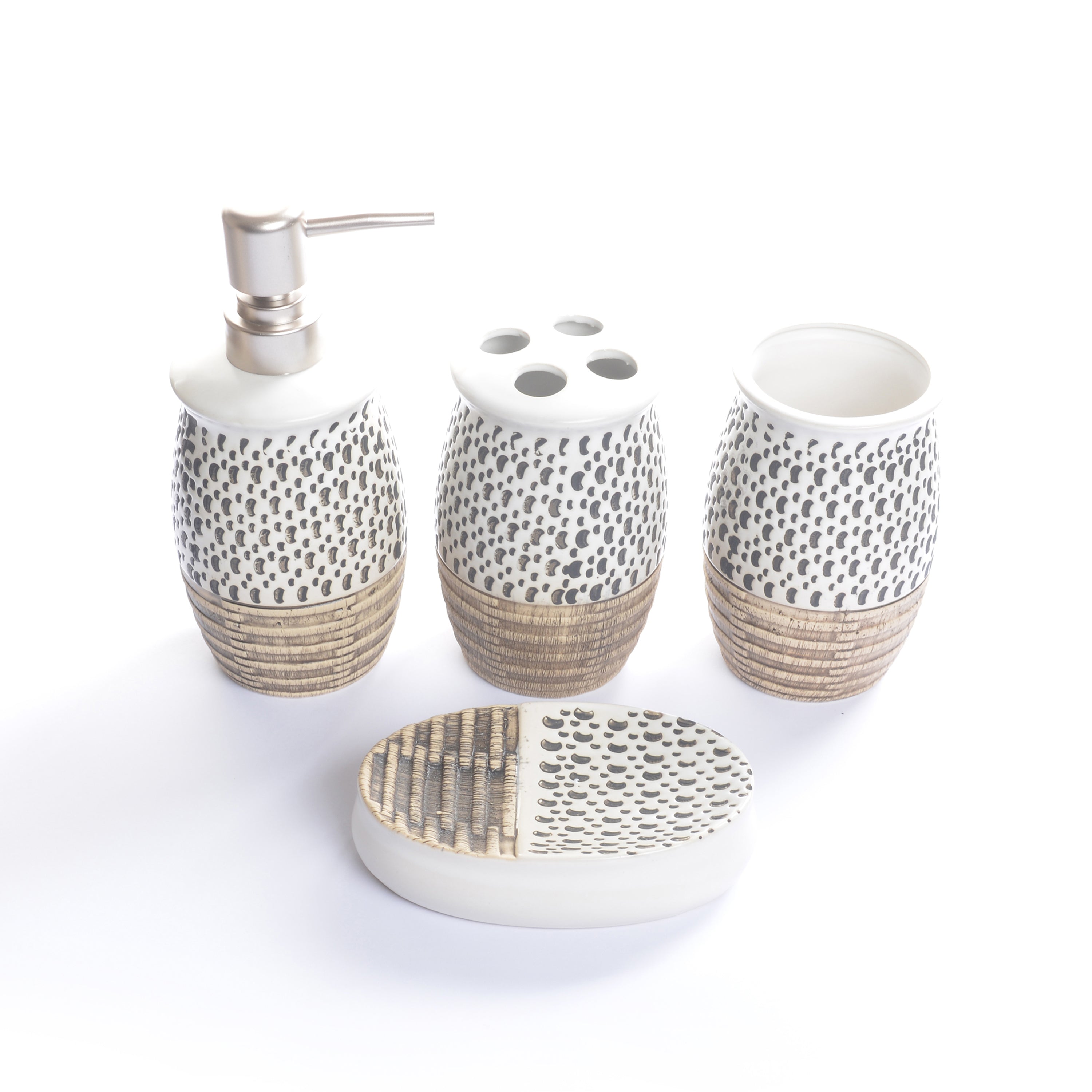 Embossed Dotted Bathroom Set (White)