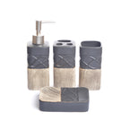 Embossed Wave Lines Bathroom Set (Black)