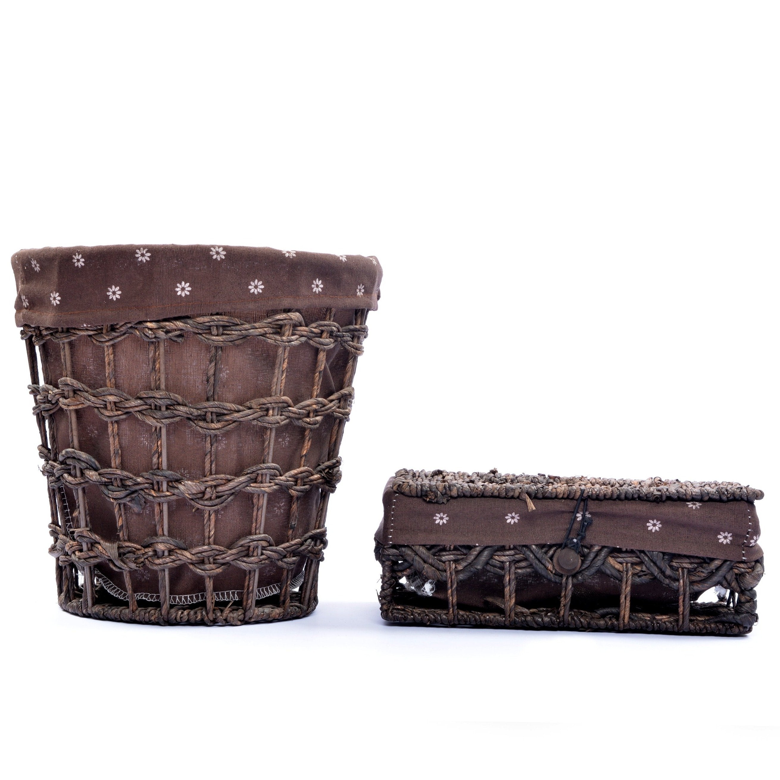 Braided Basket Fabric Lining with Tissue box