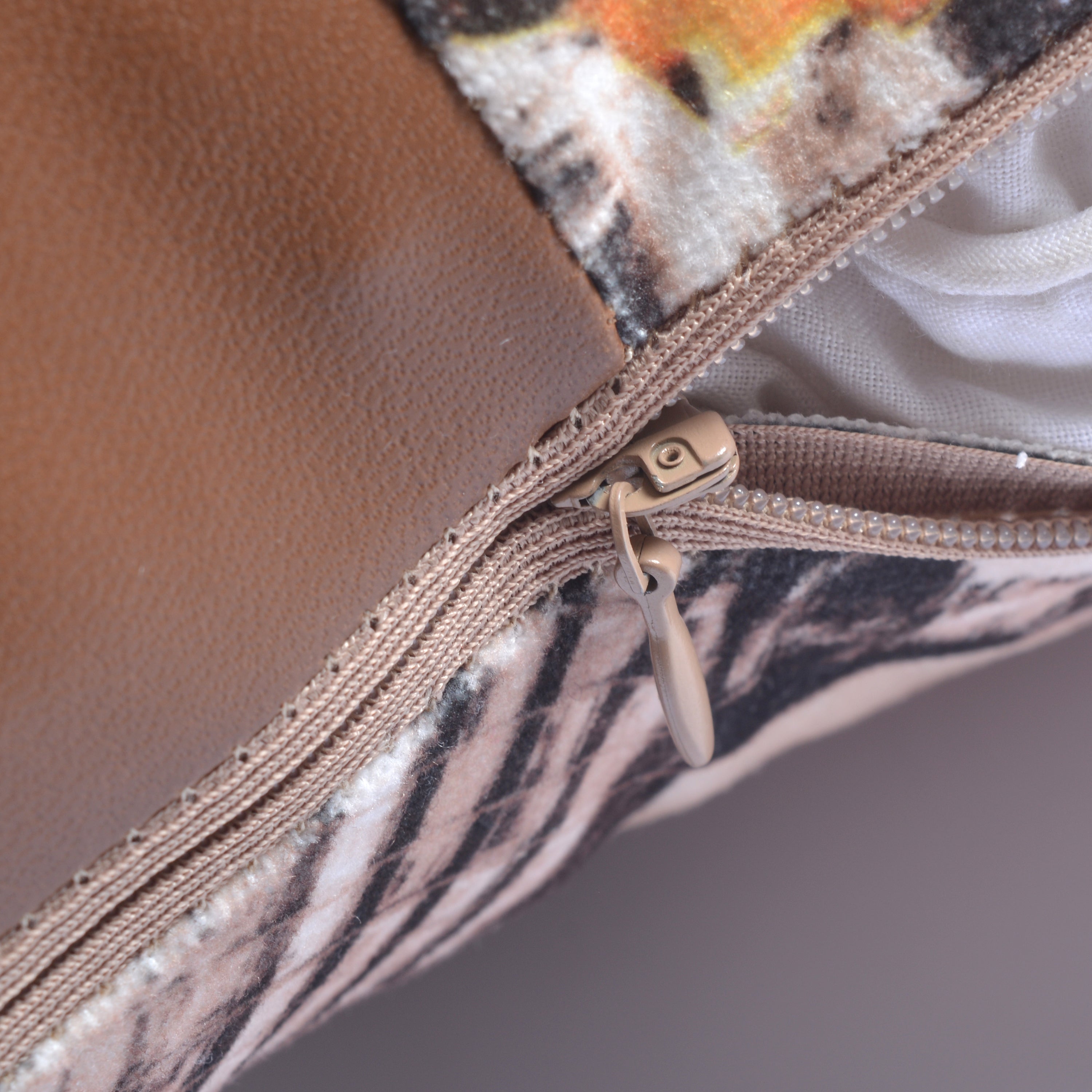 Leather Block Cushion Cover (Shine Brown )