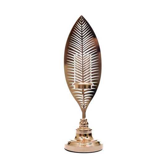 Leaf Design Metallic Candle Holder