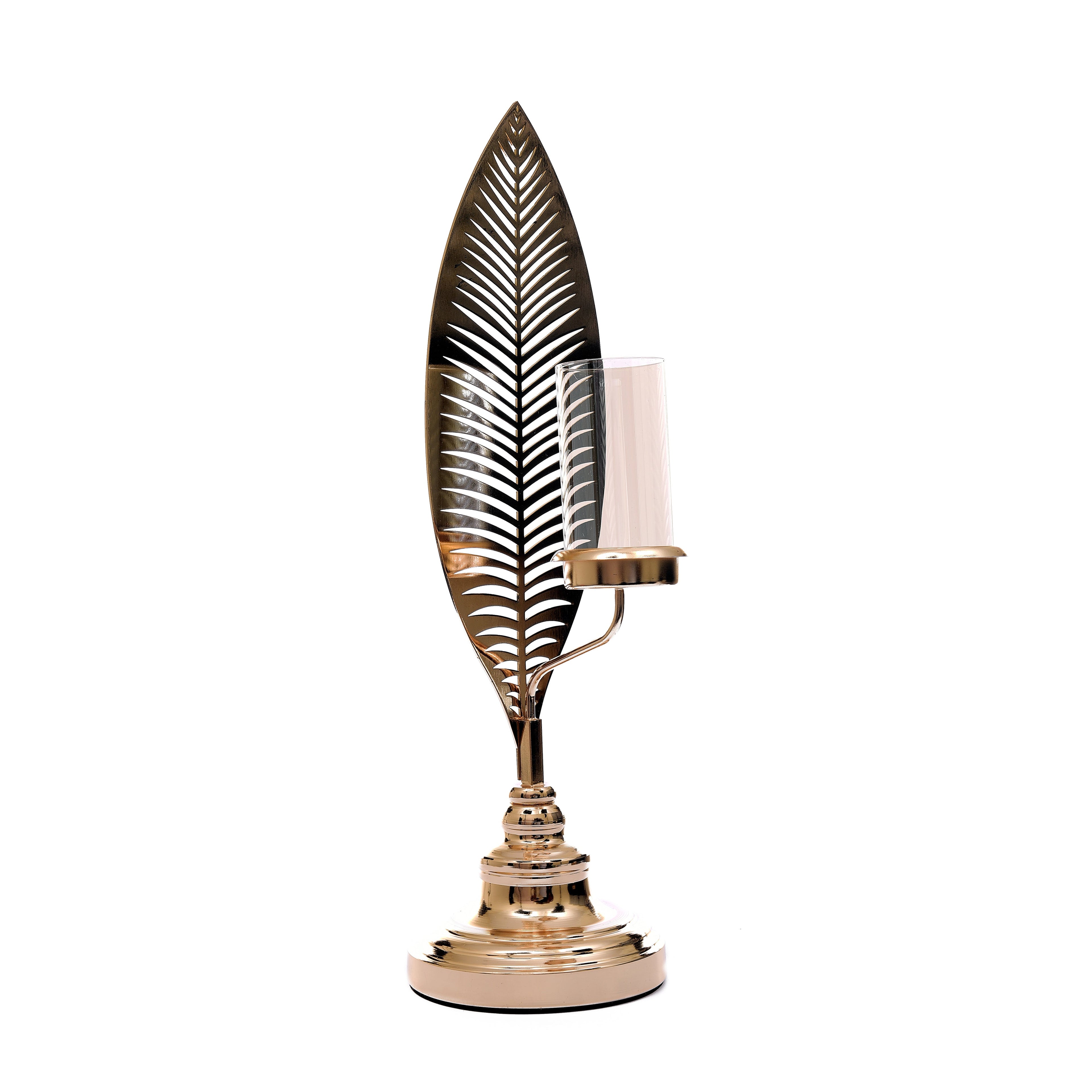 Leaf Design Metallic Candle Holder