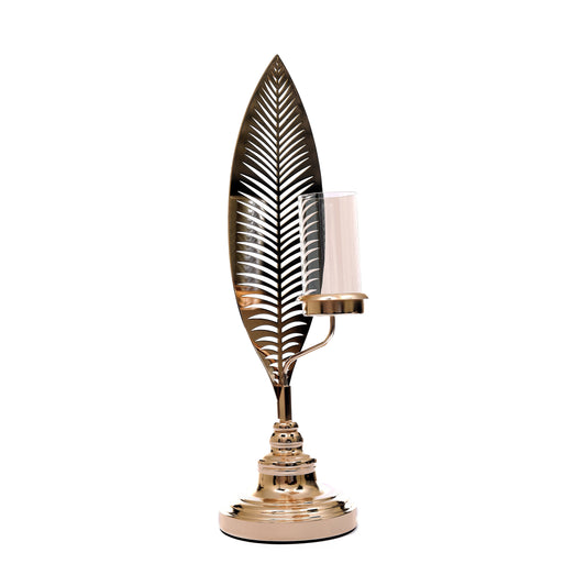 Leaf Design Metallic Candle Holder
