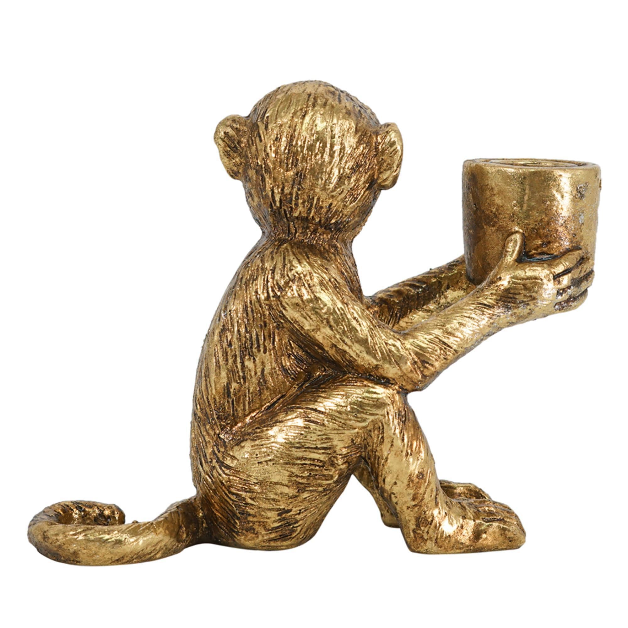 Gilded Monkey Candle Holders